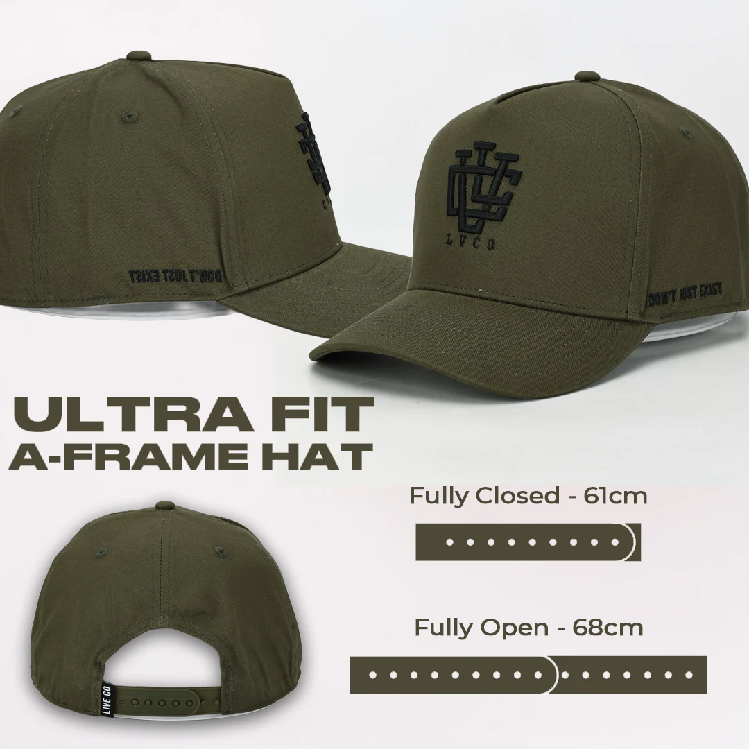 ULTRA FIT Khaki Black A-Frame Snapback